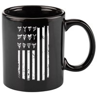 Shark Tooth Hunting American Flag Design For Fossil Hunter 11oz C Handle Ceramic Mug
