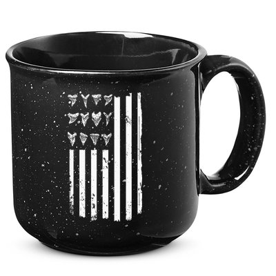 Shark Tooth Hunting American Flag Design For Fossil Hunter 15oz Campfire Ceramic Mug