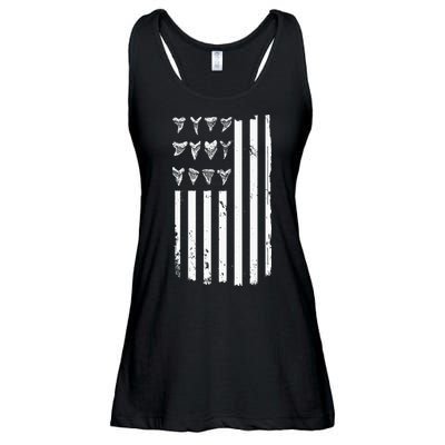 Shark Tooth Hunting American Flag Design For Fossil Hunter Ladies Essential Flowy Tank