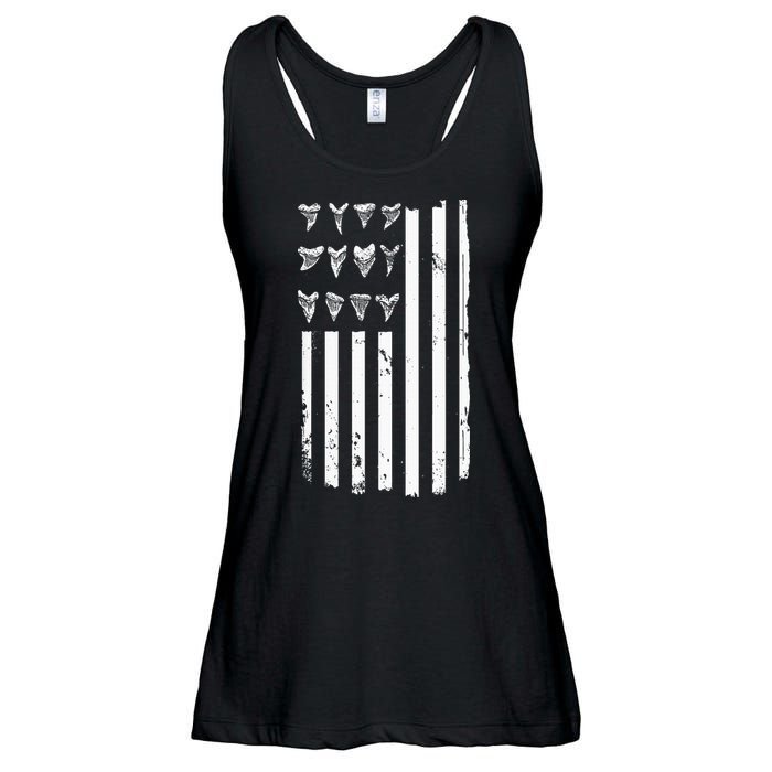 Shark Tooth Hunting American Flag Design For Fossil Hunter Ladies Essential Flowy Tank