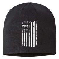 Shark Tooth Hunting American Flag Design For Fossil Hunter Sustainable Beanie