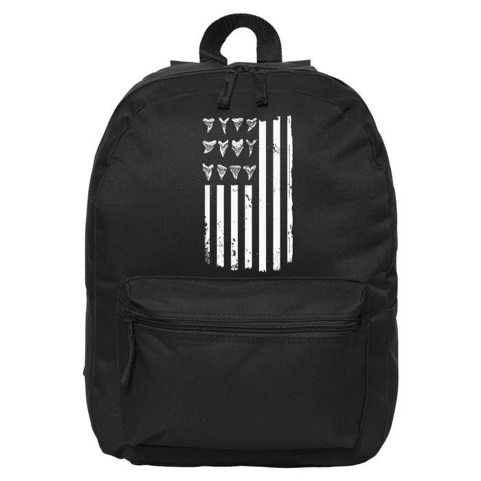 Shark Tooth Hunting American Flag Design For Fossil Hunter 16 in Basic Backpack