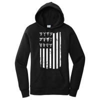Shark Tooth Hunting American Flag Design For Fossil Hunter Women's Pullover Hoodie