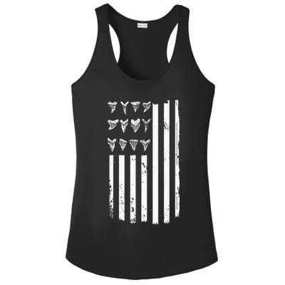 Shark Tooth Hunting American Flag Design For Fossil Hunter Ladies PosiCharge Competitor Racerback Tank