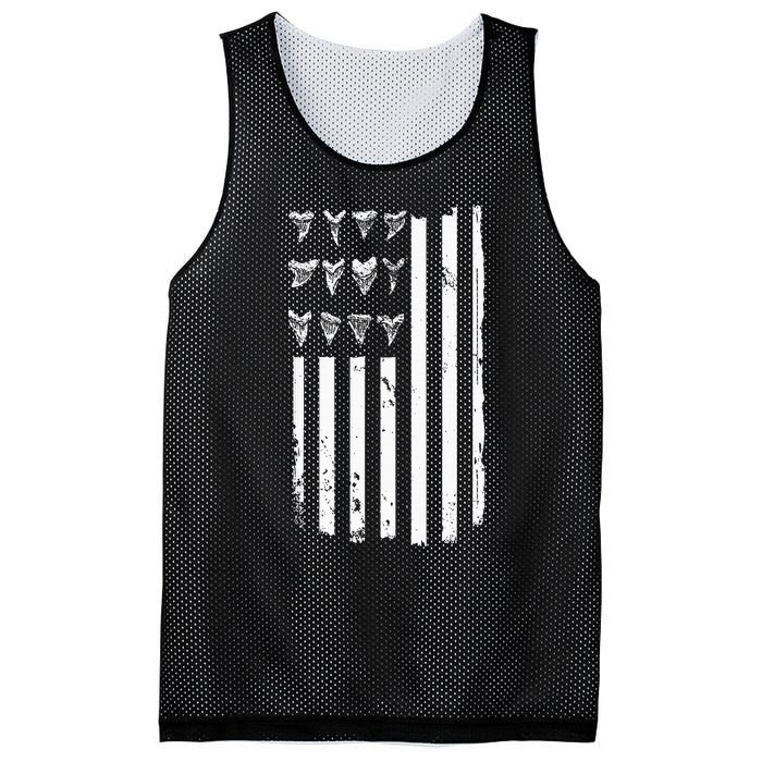 Shark Tooth Hunting American Flag Design For Fossil Hunter Mesh Reversible Basketball Jersey Tank