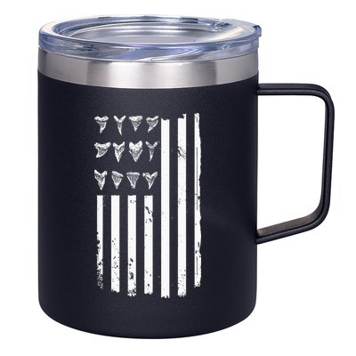 Shark Tooth Hunting American Flag Design For Fossil Hunter 12oz Stainless Steel Coffee Mug