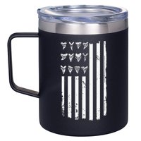 Shark Tooth Hunting American Flag Design For Fossil Hunter 12oz Stainless Steel Coffee Mug