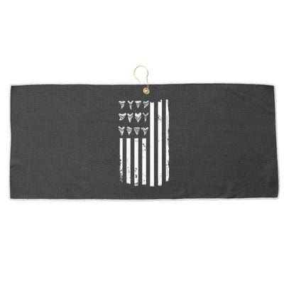Shark Tooth Hunting American Flag Design For Fossil Hunter Large Microfiber Waffle Golf Towel