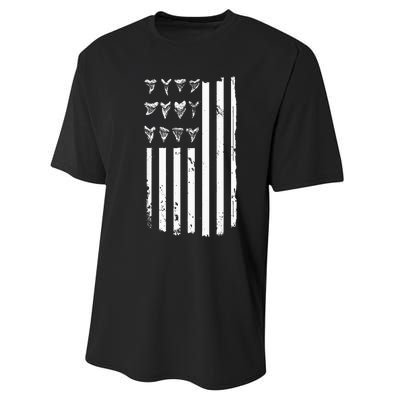 Shark Tooth Hunting American Flag Design For Fossil Hunter Performance Sprint T-Shirt