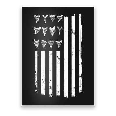 Shark Tooth Hunting American Flag Design For Fossil Hunter Poster