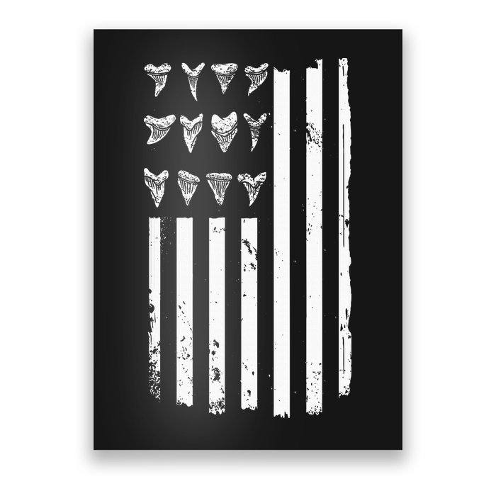 Shark Tooth Hunting American Flag Design For Fossil Hunter Poster