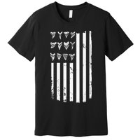 Shark Tooth Hunting American Flag Design For Fossil Hunter Premium T-Shirt
