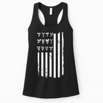 Shark Tooth Hunting American Flag Design For Fossil Hunter Womens Tank Top