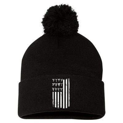 Shark Tooth Hunting American Flag Design For Fossil Hunter Pom Pom 12in Knit Beanie