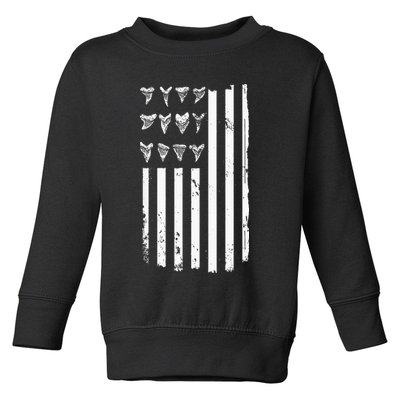 Shark Tooth Hunting American Flag Design For Fossil Hunter Toddler Sweatshirt