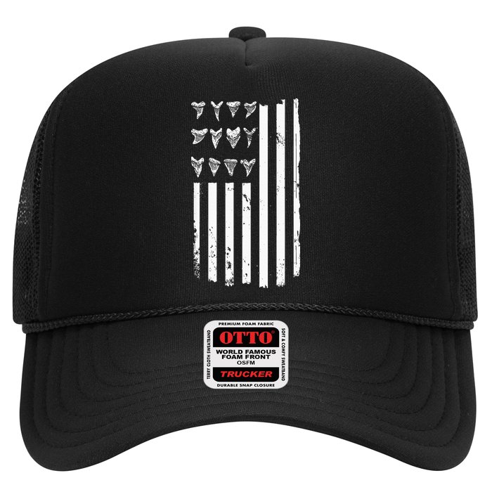 Shark Tooth Hunting American Flag Design For Fossil Hunter Trucker Hat