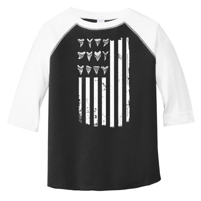 Shark Tooth Hunting American Flag Design For Fossil Hunter Toddler Fine Jersey T-Shirt