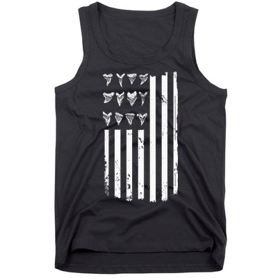 Shark Tooth Hunting American Flag Design For Fossil Hunter Tank Top