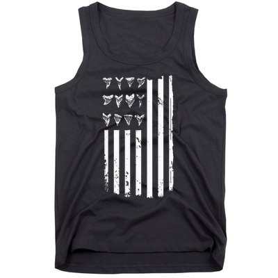 Shark Tooth Hunting American Flag Design For Fossil Hunter Tank Top