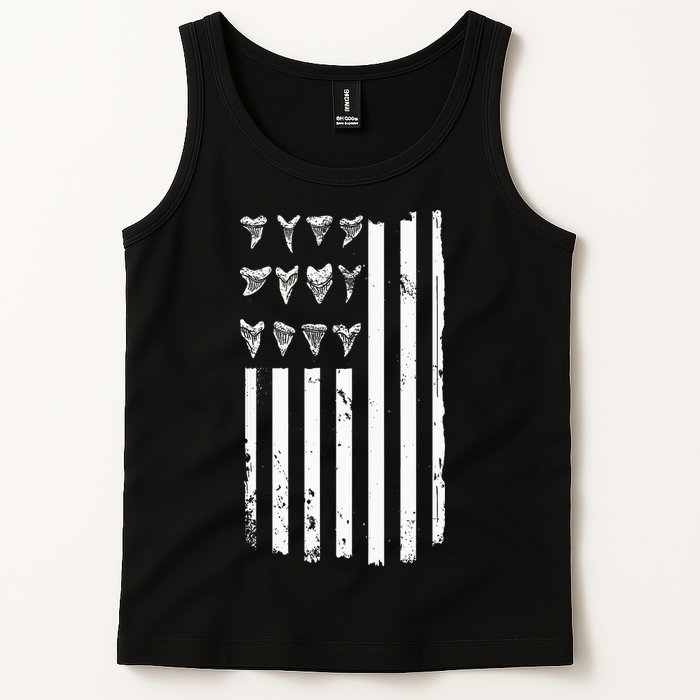 Shark Tooth Hunting American Flag Design For Fossil Hunter Tank Top