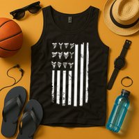 Shark Tooth Hunting American Flag Design For Fossil Hunter Tank Top