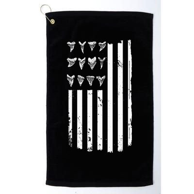 Shark Tooth Hunting American Flag Design For Fossil Hunter Golf Towel