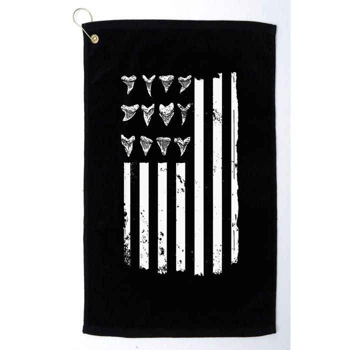 Shark Tooth Hunting American Flag Design For Fossil Hunter Golf Towel
