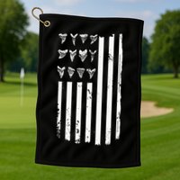 Shark Tooth Hunting American Flag Design For Fossil Hunter Golf Towel