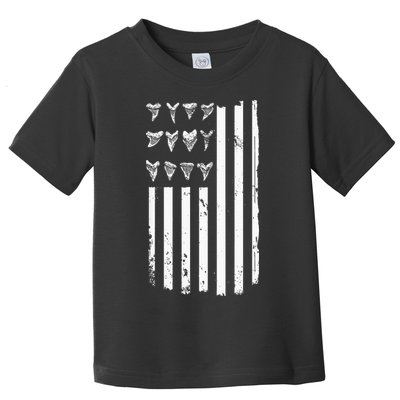 Shark Tooth Hunting American Flag Design For Fossil Hunter Toddler T-Shirt