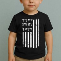 Shark Tooth Hunting American Flag Design For Fossil Hunter Toddler T-Shirt