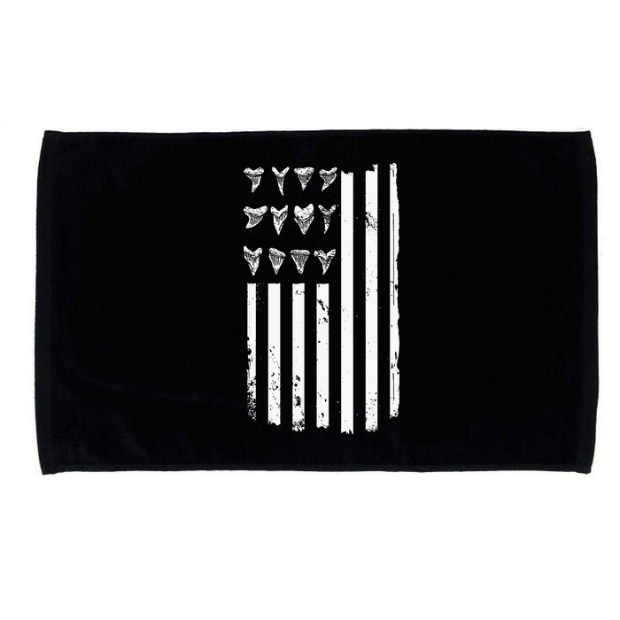 Shark Tooth Hunting American Flag Design For Fossil Hunter Microfiber Hand Towel