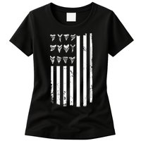 Shark Tooth Hunting American Flag Design For Fossil Hunter Womens T-Shirt