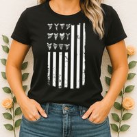 Shark Tooth Hunting American Flag Design For Fossil Hunter Womens T-Shirt