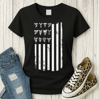 Shark Tooth Hunting American Flag Design For Fossil Hunter Womens T-Shirt