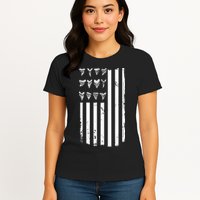 Shark Tooth Hunting American Flag Design For Fossil Hunter Womens T-Shirt