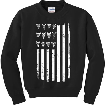 Shark Tooth Hunting American Flag Design For Fossil Hunter Kids Sweatshirt