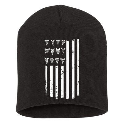 Shark Tooth Hunting American Flag Design For Fossil Hunter Short Acrylic Beanie