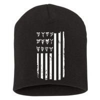 Shark Tooth Hunting American Flag Design For Fossil Hunter Short Acrylic Beanie