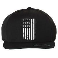 Shark Tooth Hunting American Flag Design For Fossil Hunter Wool Snapback Cap