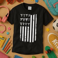 Shark Tooth Hunting American Flag Design For Fossil Hunter Kids T-Shirt