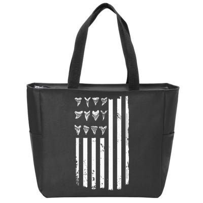 Shark Tooth Hunting American Flag Design For Fossil Hunter Zip Tote Bag