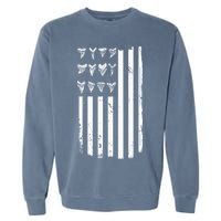 Shark Tooth Hunting American Flag Design For Fossil Hunter Garment-Dyed Sweatshirt