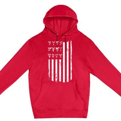 Shark Tooth Hunting American Flag Design For Fossil Hunter Premium Pullover Hoodie