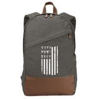 Shark Tooth Hunting American Flag Design For Fossil Hunter Cotton Canvas Backpack