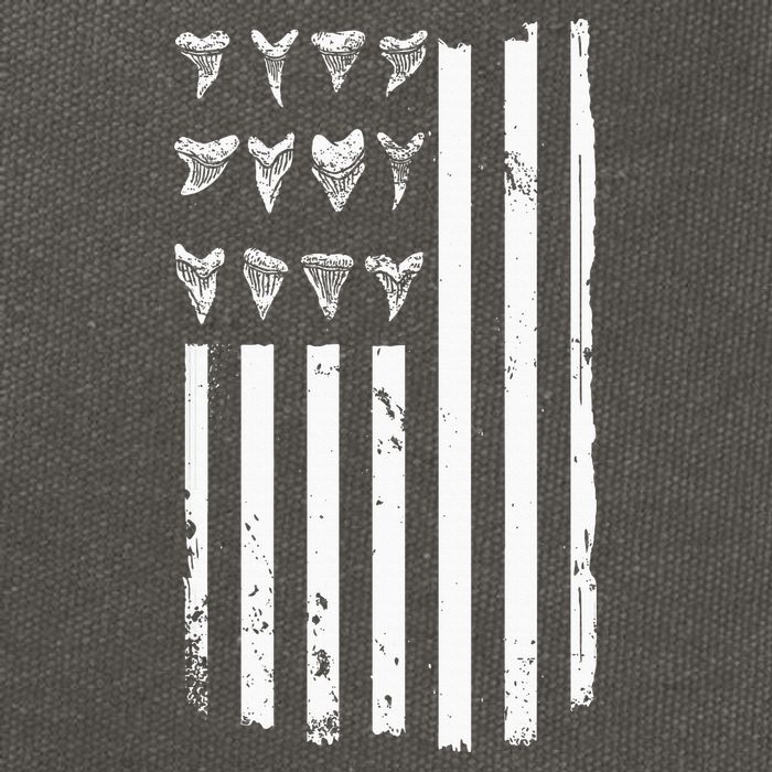 Shark Tooth Hunting American Flag Design For Fossil Hunter Cotton Canvas Backpack