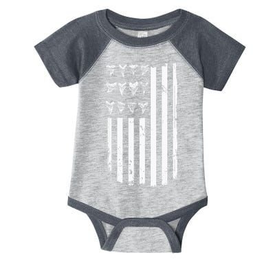 Shark Tooth Hunting American Flag Design For Fossil Hunter Infant Baby Jersey Bodysuit