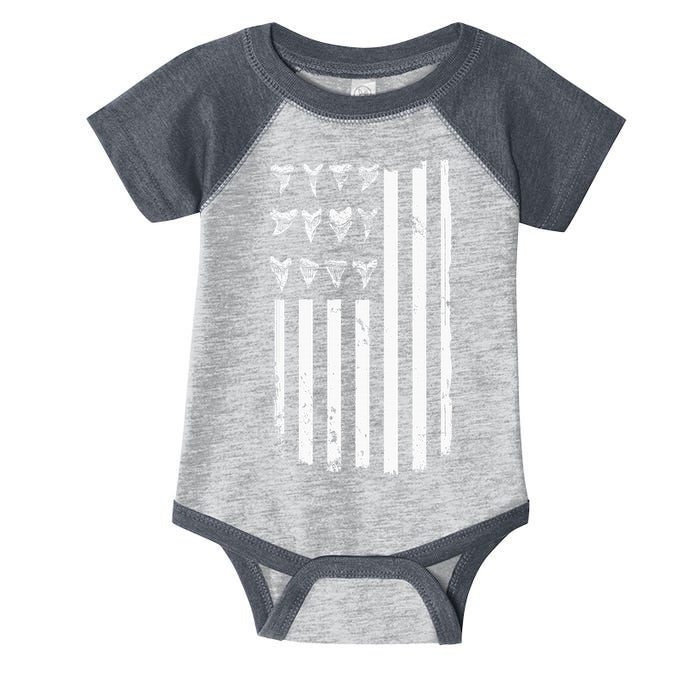 Shark Tooth Hunting American Flag Design For Fossil Hunter Infant Baby Jersey Bodysuit