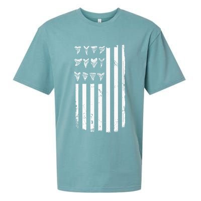 Shark Tooth Hunting American Flag Design For Fossil Hunter Sueded Cloud Jersey T-Shirt
