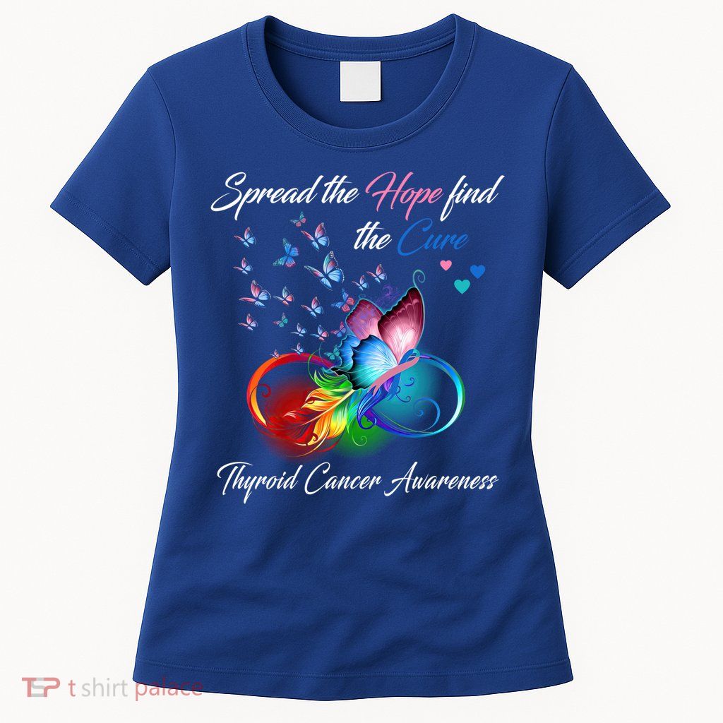 Spread The Hope Find The Cure Thyroid Cancer Awareness Funny Gift Women's T-Shirt