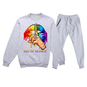 Silence The Hate Day Of Silence Let LGBT Signal Premium Crewneck Sweatsuit Set